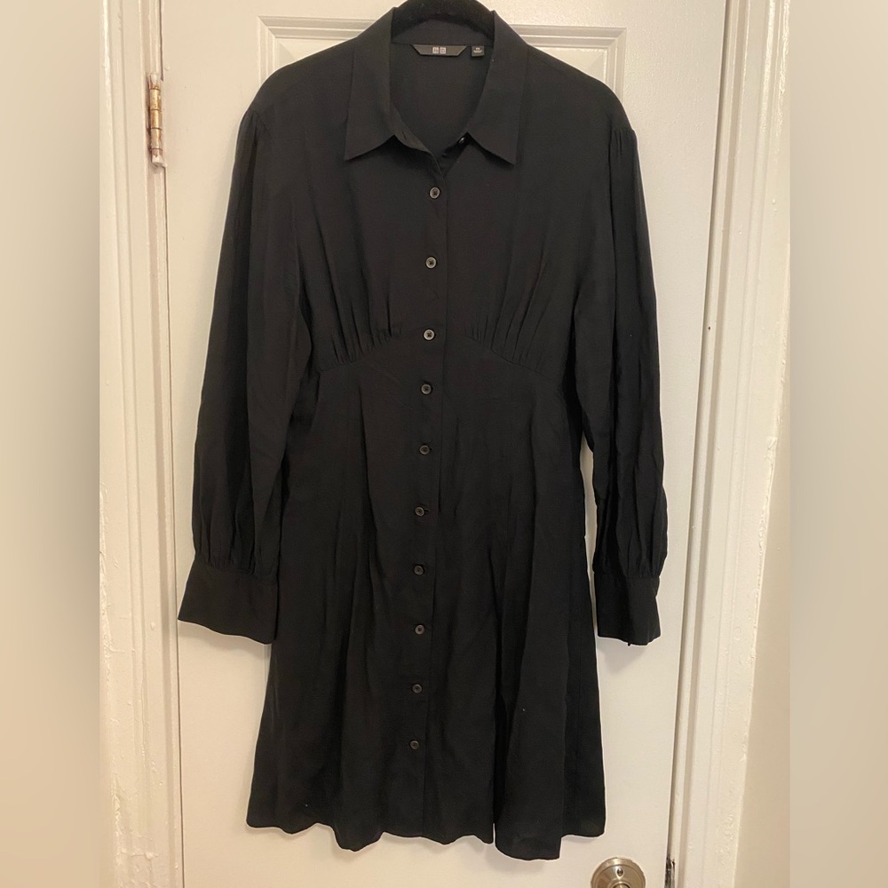Uniqlo Black Long Sleeved Button Up Dress